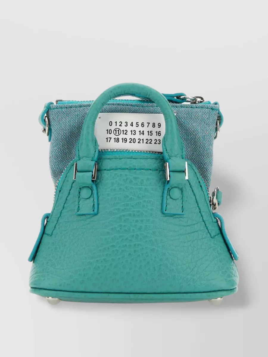Maison Margiela 5ac Classique Baby Handbag With Leather And Fabric In Cyan