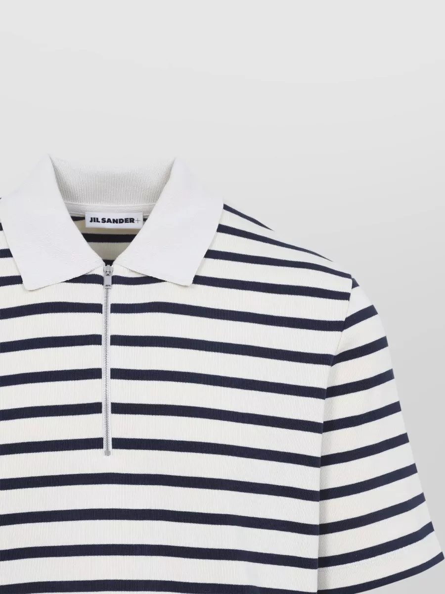Jil Sander Cotton Jersey Striped Polo T Shirt