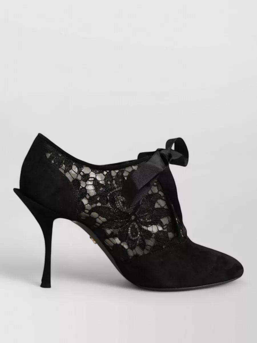 Dolce&Gabbana Leather Floral Lace-Up Pumps