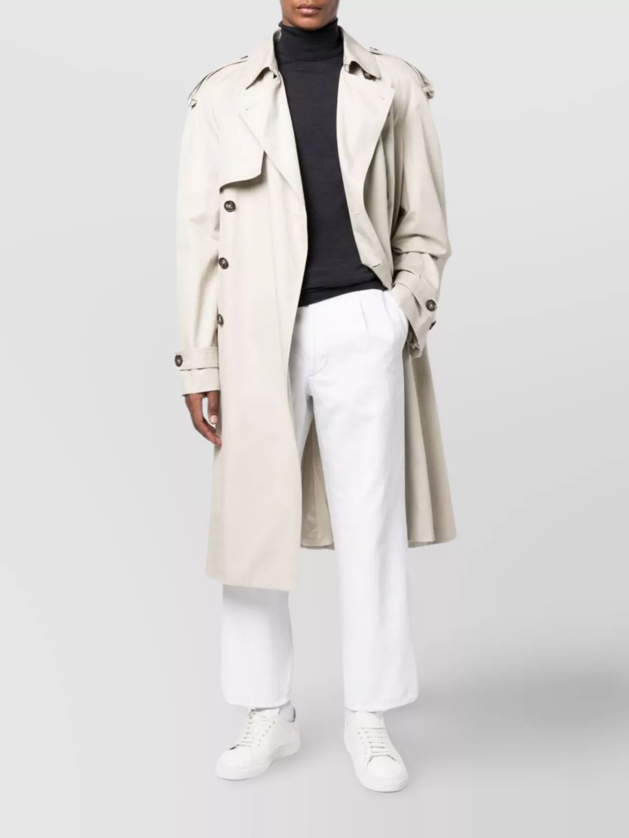 John Smedley Smoke Grey Merino Wool Turtleneck Sweater