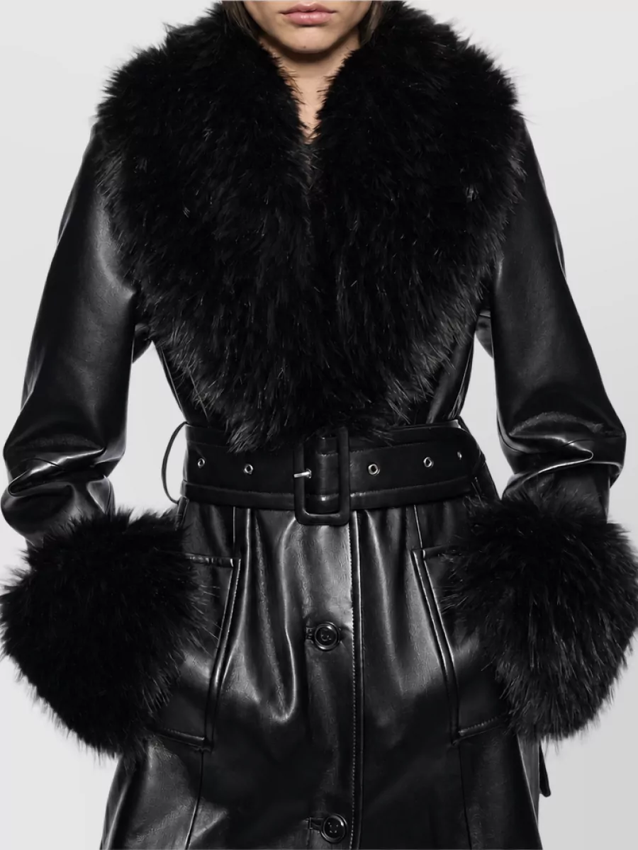 Stand Studio Belted Faux Leather Coat
