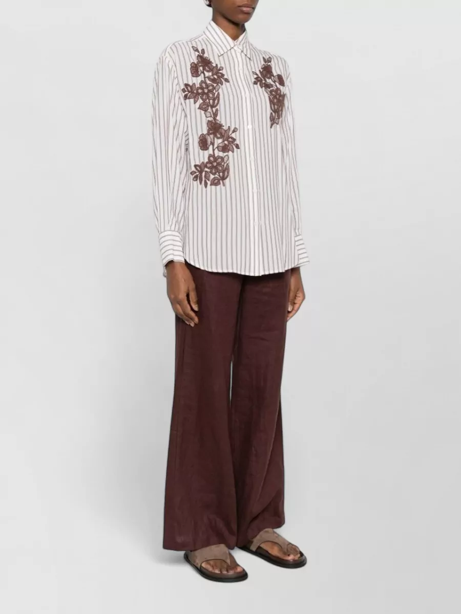 Ermanno Firenze Striped Embroidered Shirt