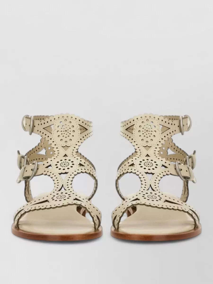 Ash leather sandalwood paprika sandals