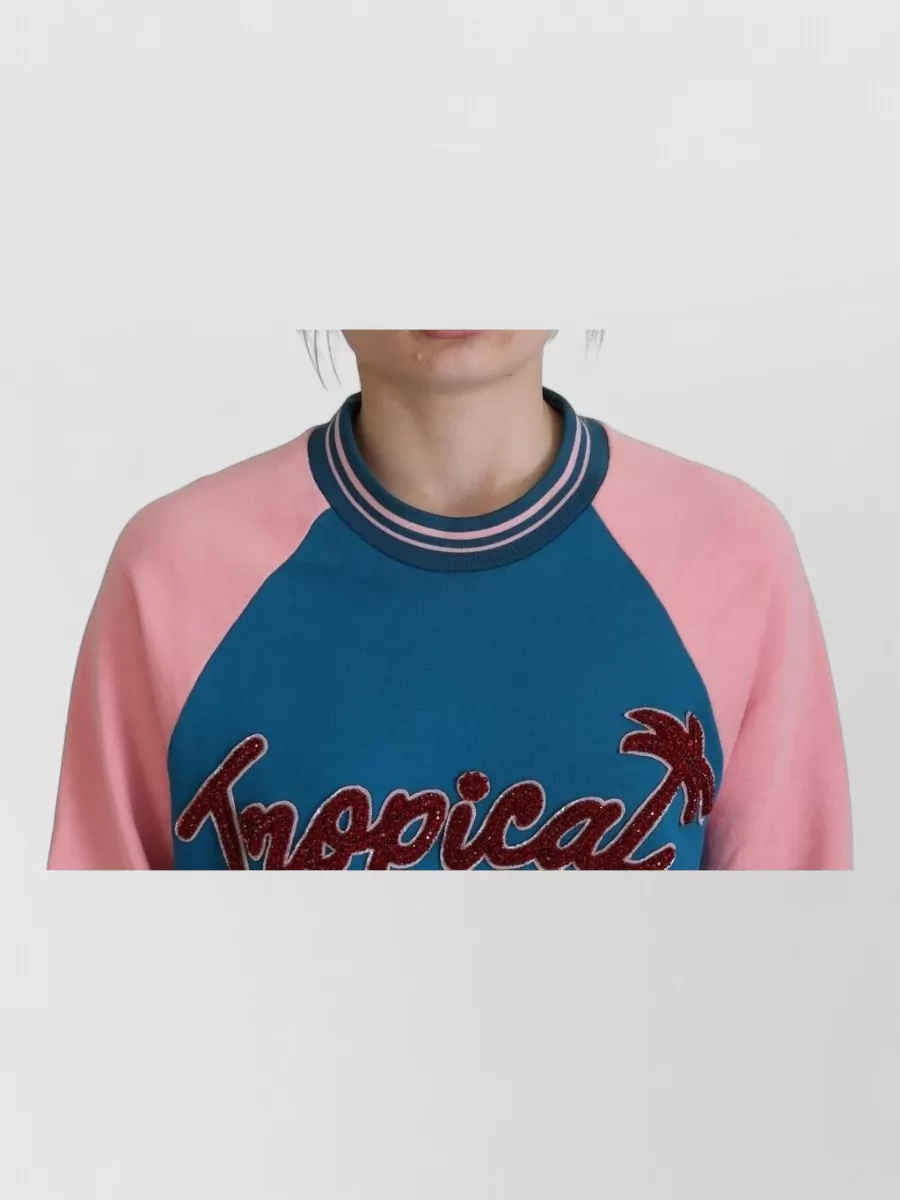 Dolce&Gabbana Cotton Crystal Embellished Tropical Queen Sweatshirt