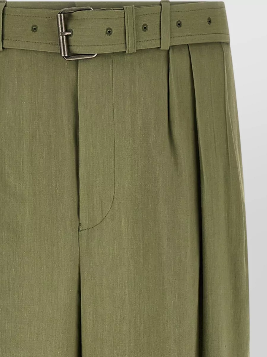 Dries Van Noten Linen Pleated Wide-Leg Straight-Leg Tailored Trousers