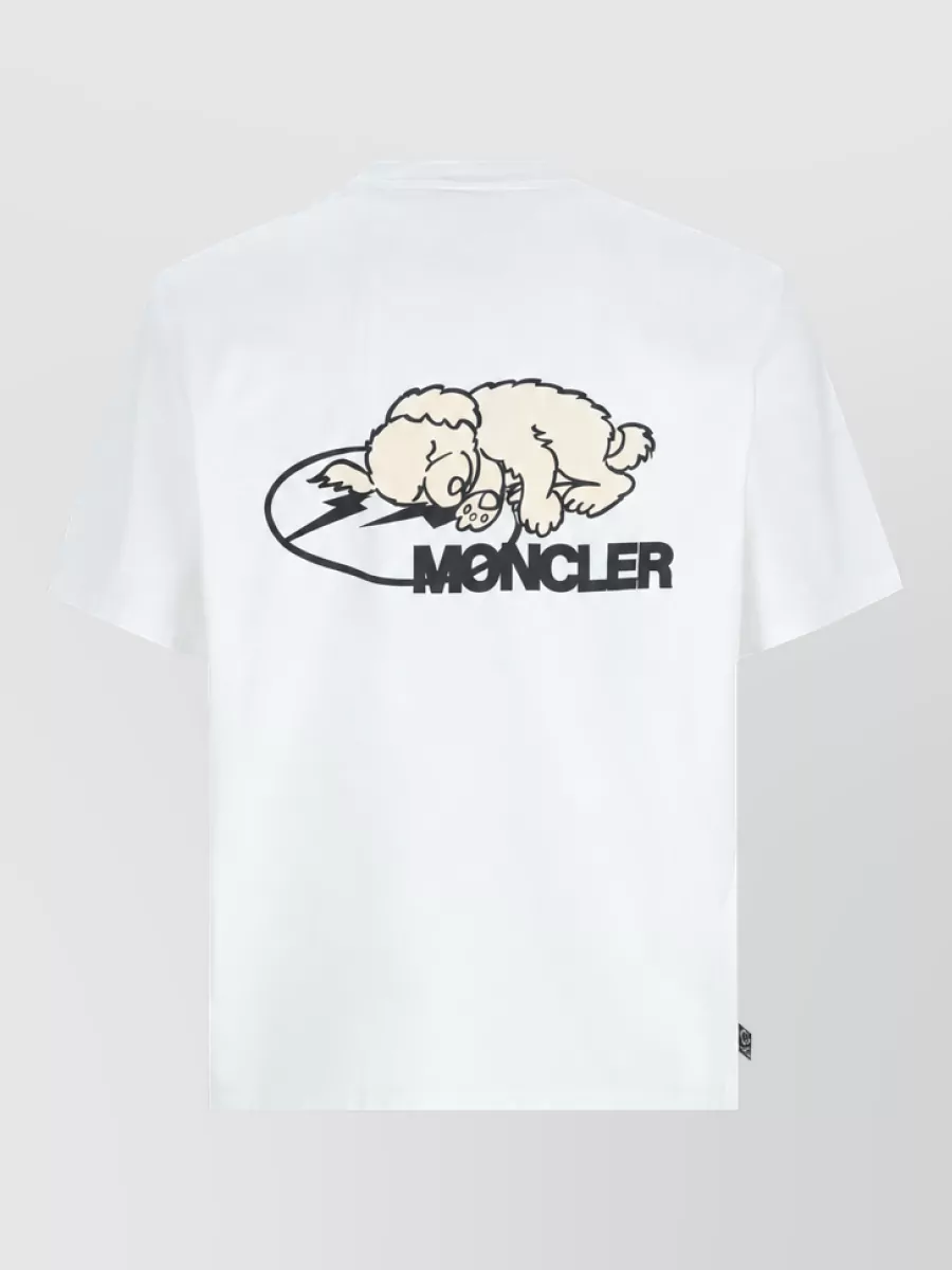 Moncler Cotton Dog Print Short Sleeve T-Shirt
