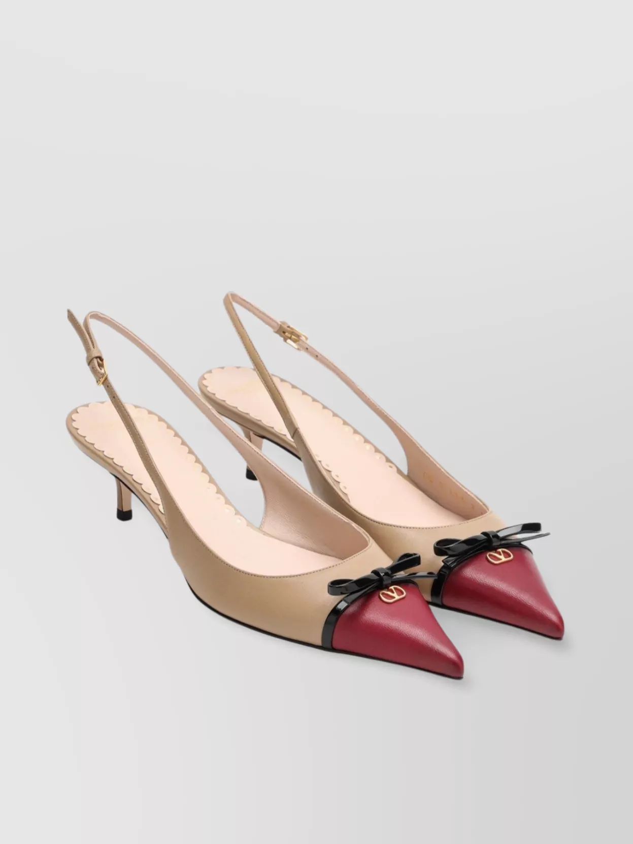Valentino Garavani Bow Detail Pointed Toe Two-tone Pumps