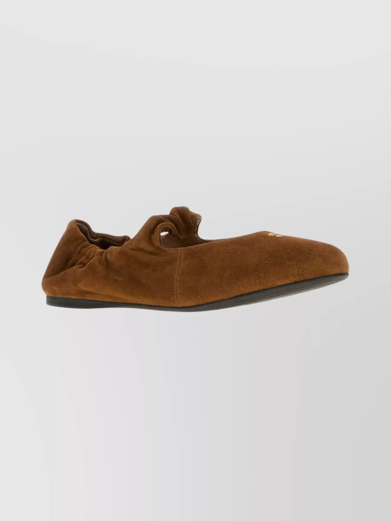 Miu Miu Suede Flat Ballerina Shoes With Ruched Detail In Brown