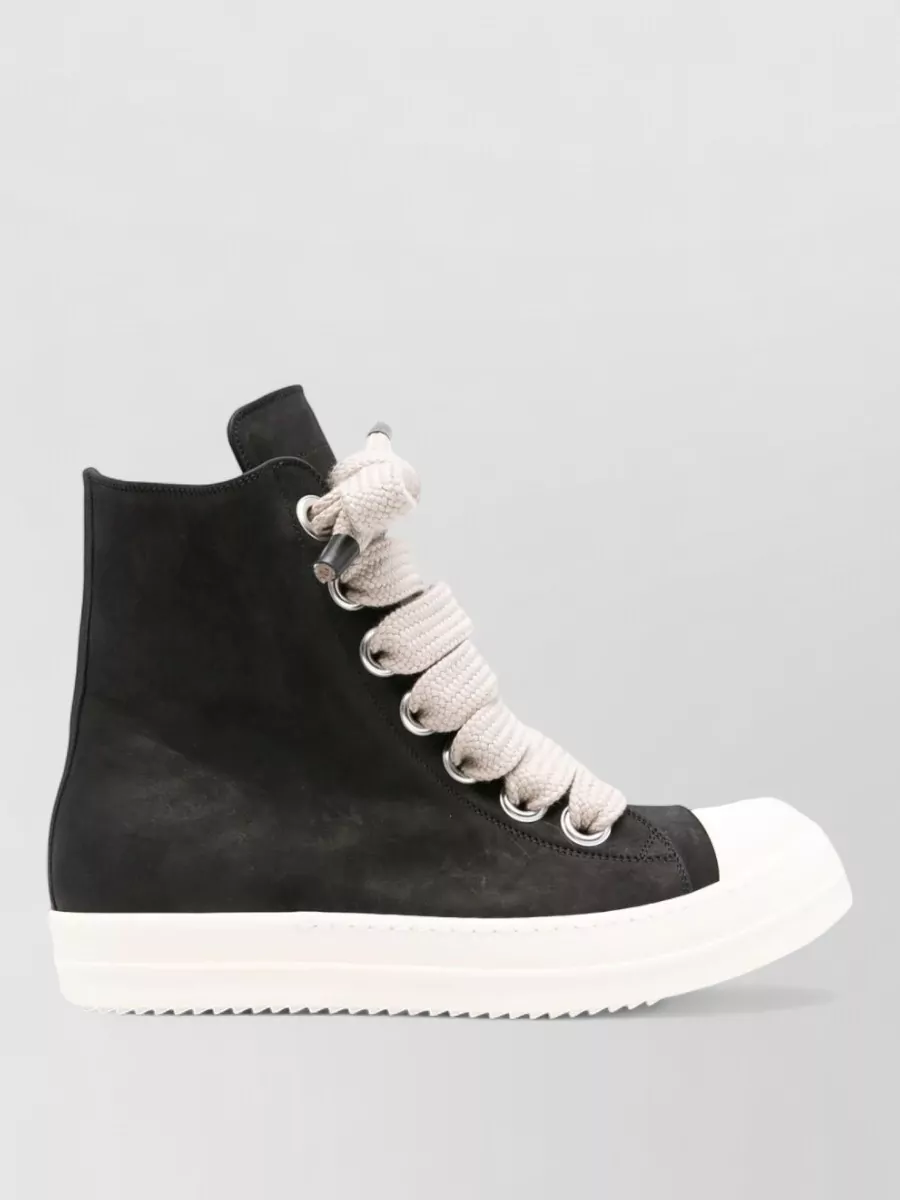 Rick Owens High Top Sneakers Flat Sole Round Toe