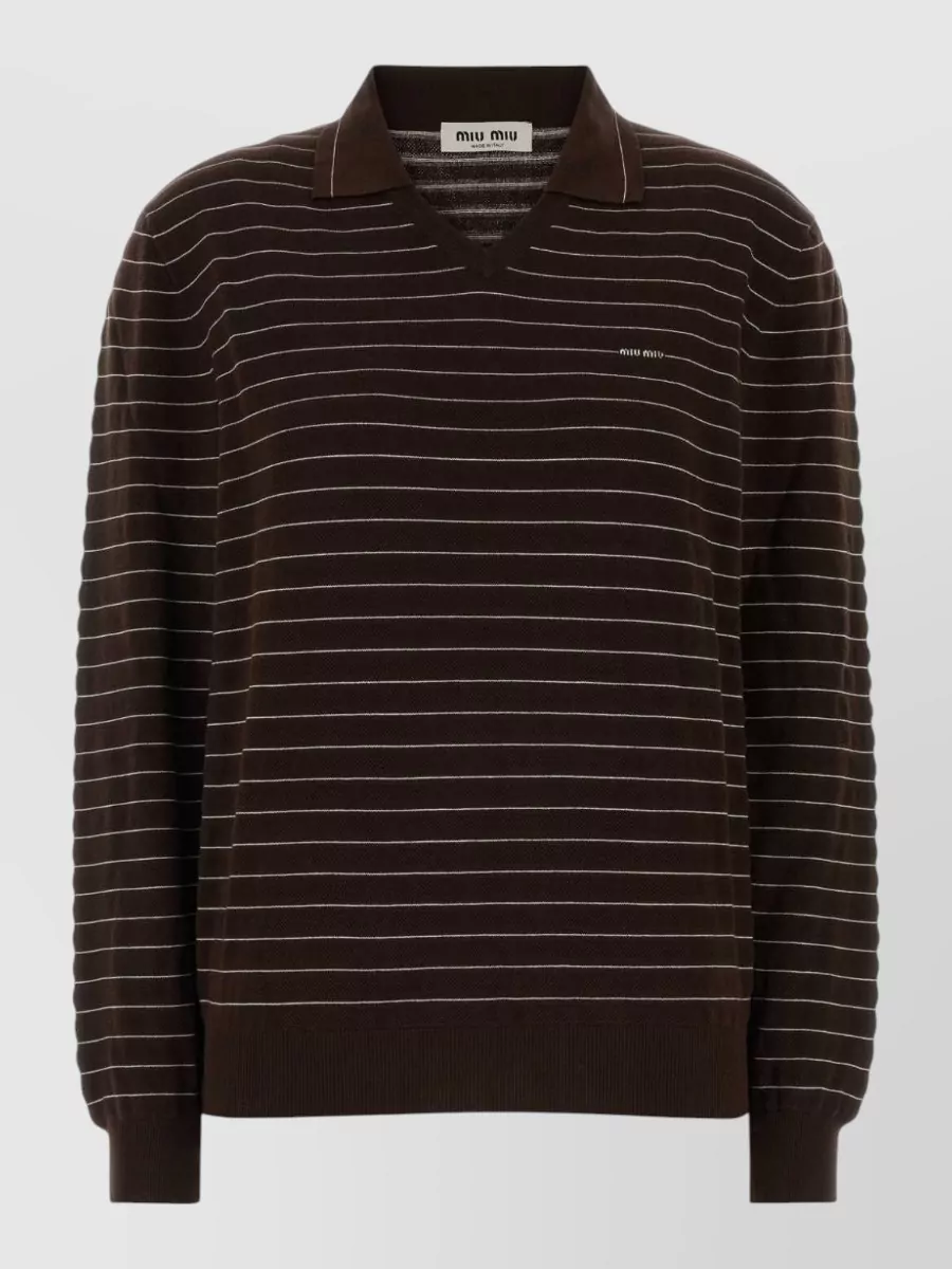 Miu Miu embroidered cotton polo shirt