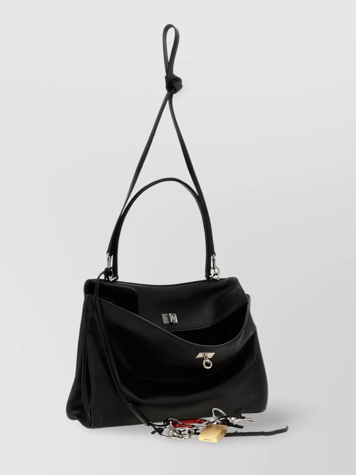 Balenciaga Shoulder Bags With Metal Hardware And Top Handle In Black