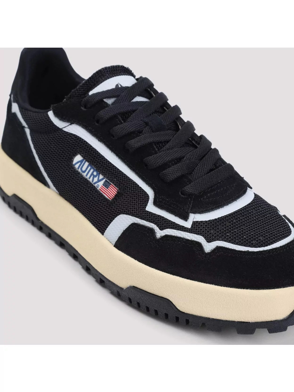 Autry Leather And Textile Round Toe Sneakers