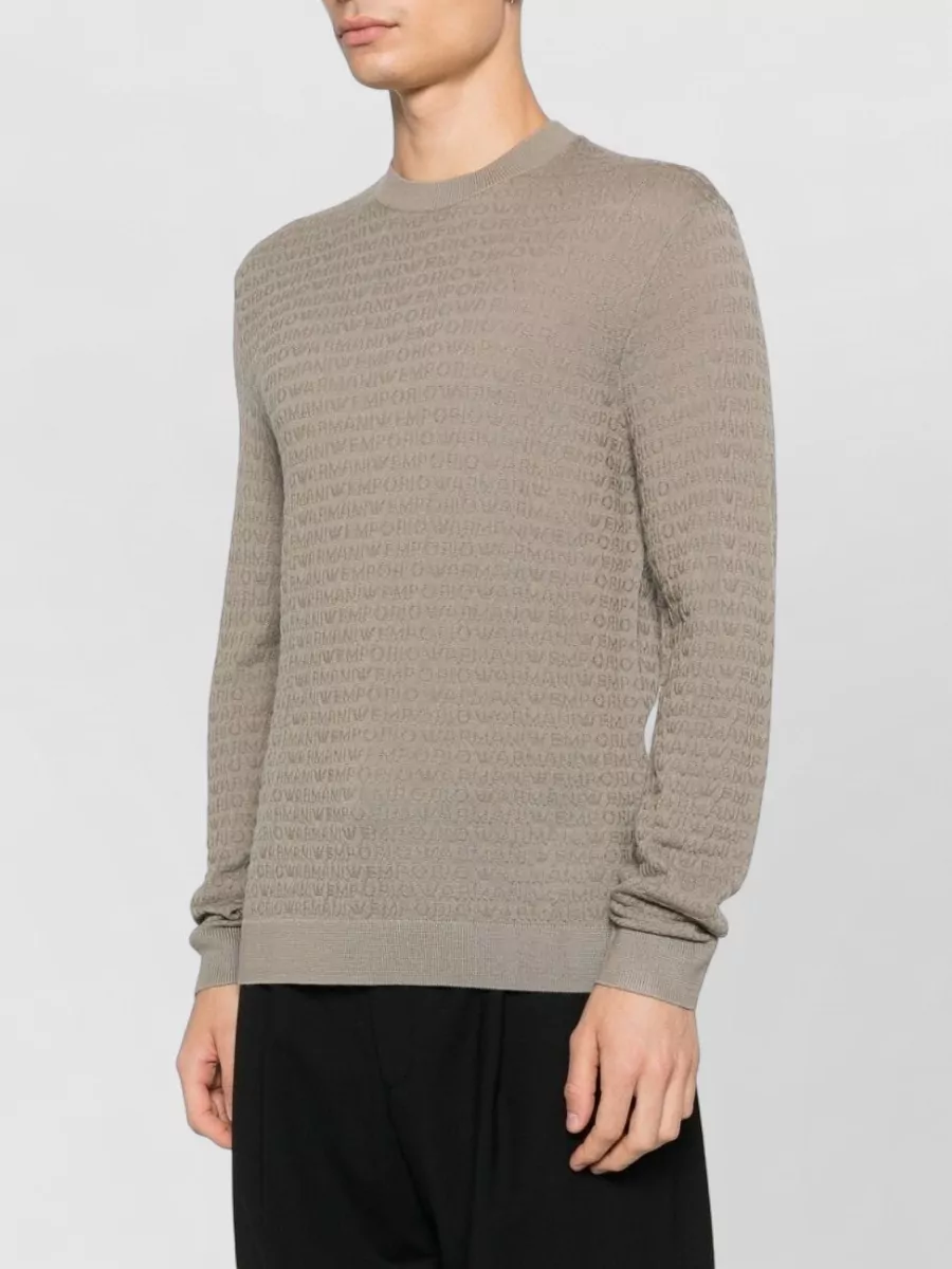 Emporio Armani Wool Crew Neck Textured Knit Sweater