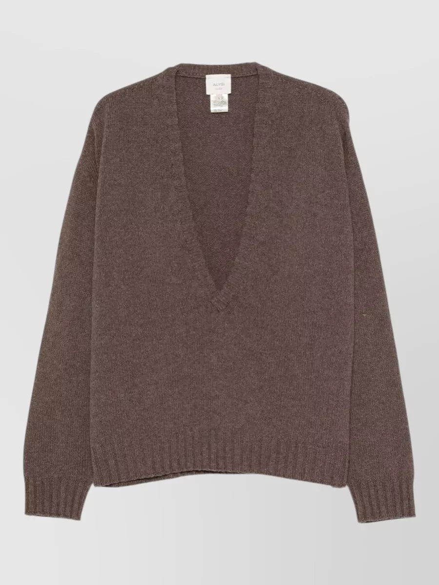 Alysi cashmere wool ribbed v-neck jumper