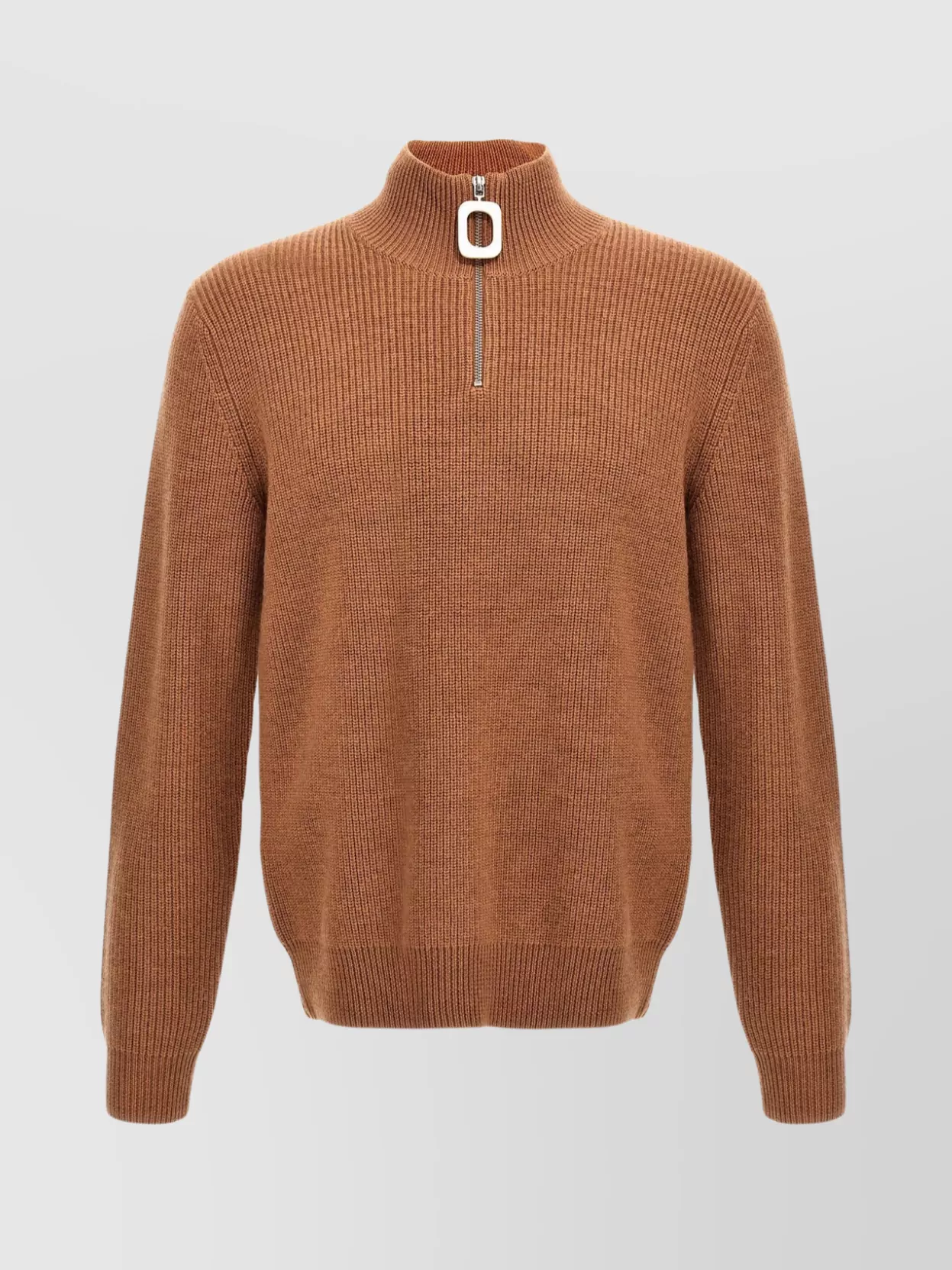 Jw Anderson Maxi Puller Half Zip Sweater In Brown
