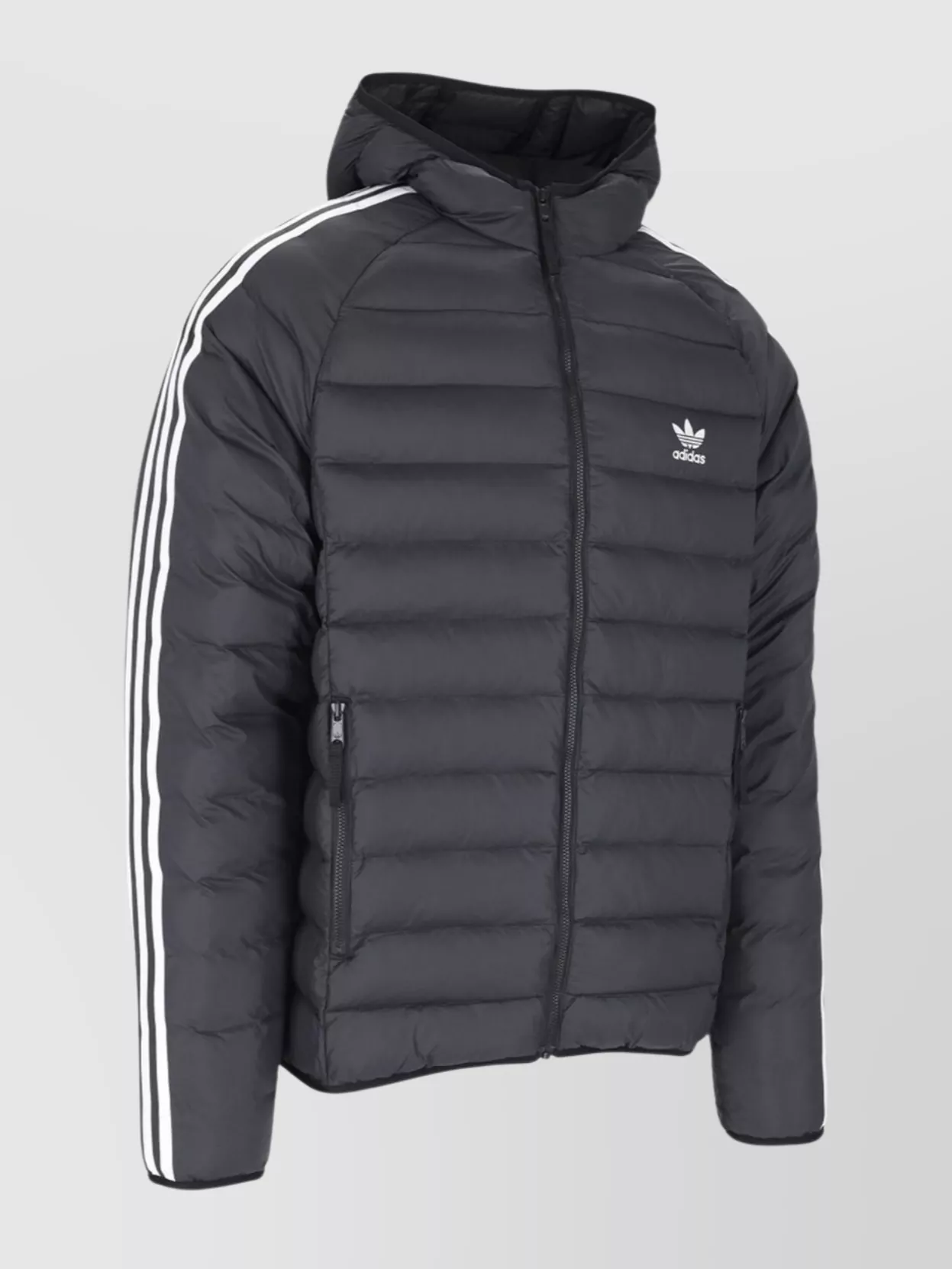 Adidas Hooded Quilted Jacket With Side Zipper Pockets