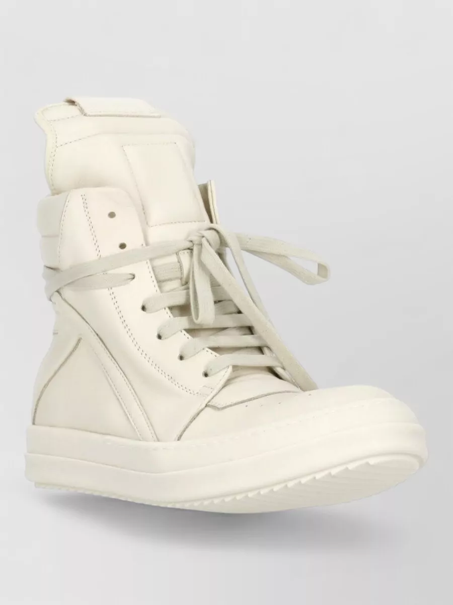 Rick Owens High Top Sneakers Round Toe Rubber Sole