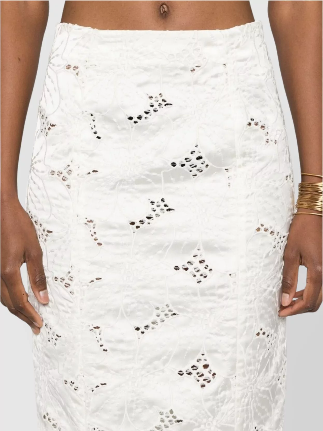 Genny Lace Detail High Waist Silk Skirt
