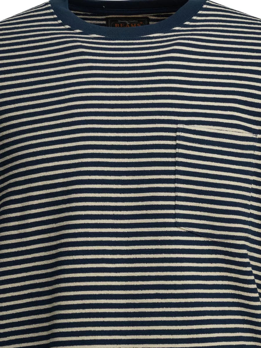 Beams Plus Striped Cotton Crewneck Sweatshirt