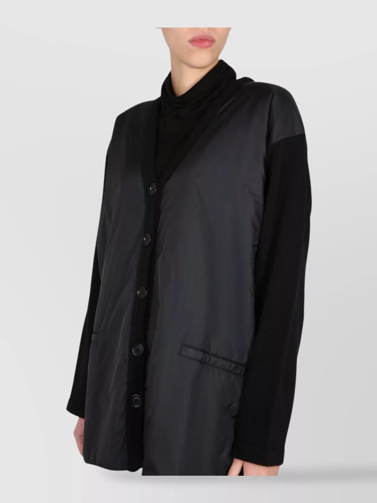 Aspesi Knitwear Cardigan With Padded Front Panel
