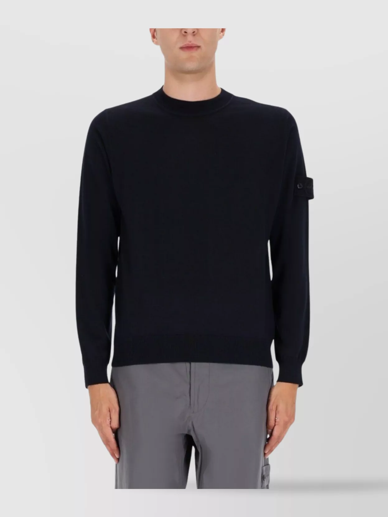 Stone Island Crew Neck Long Sleeve Ribbed Sweater