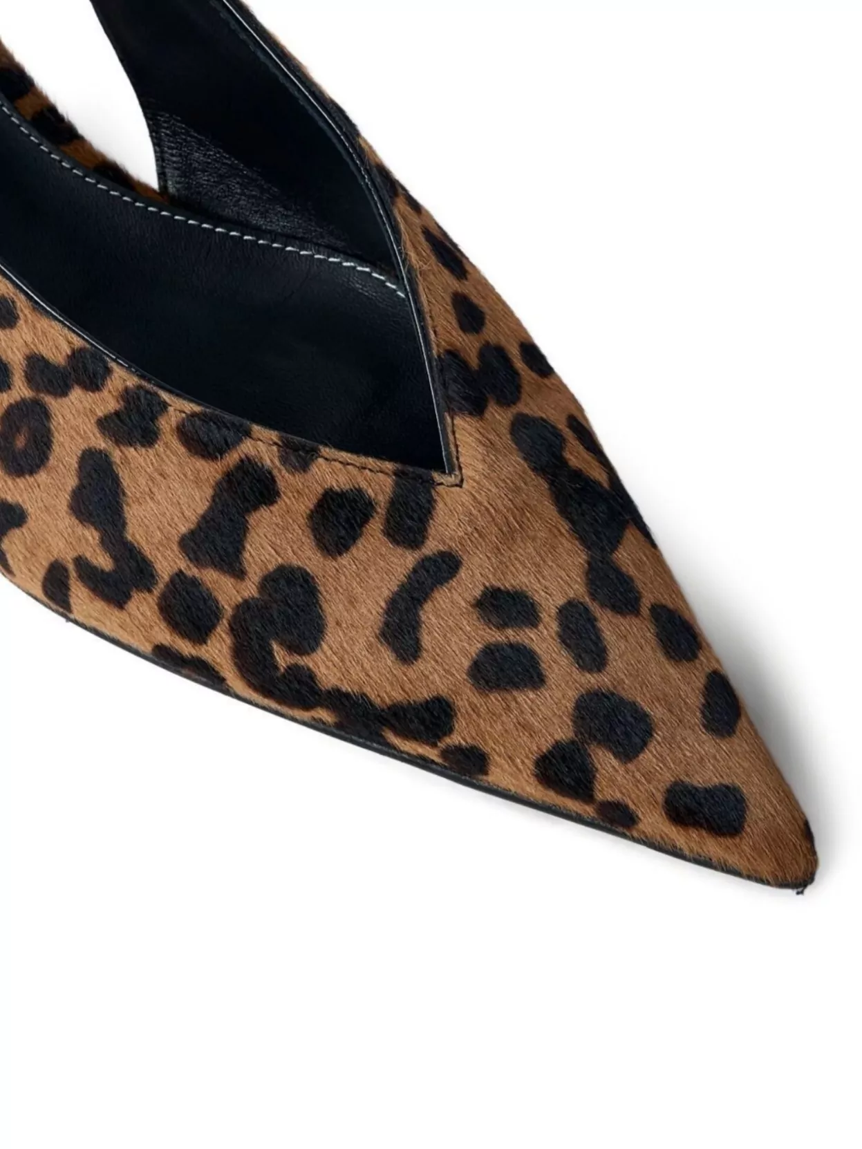 Totême Leopard Print Leather Slingback Wedge Pumps