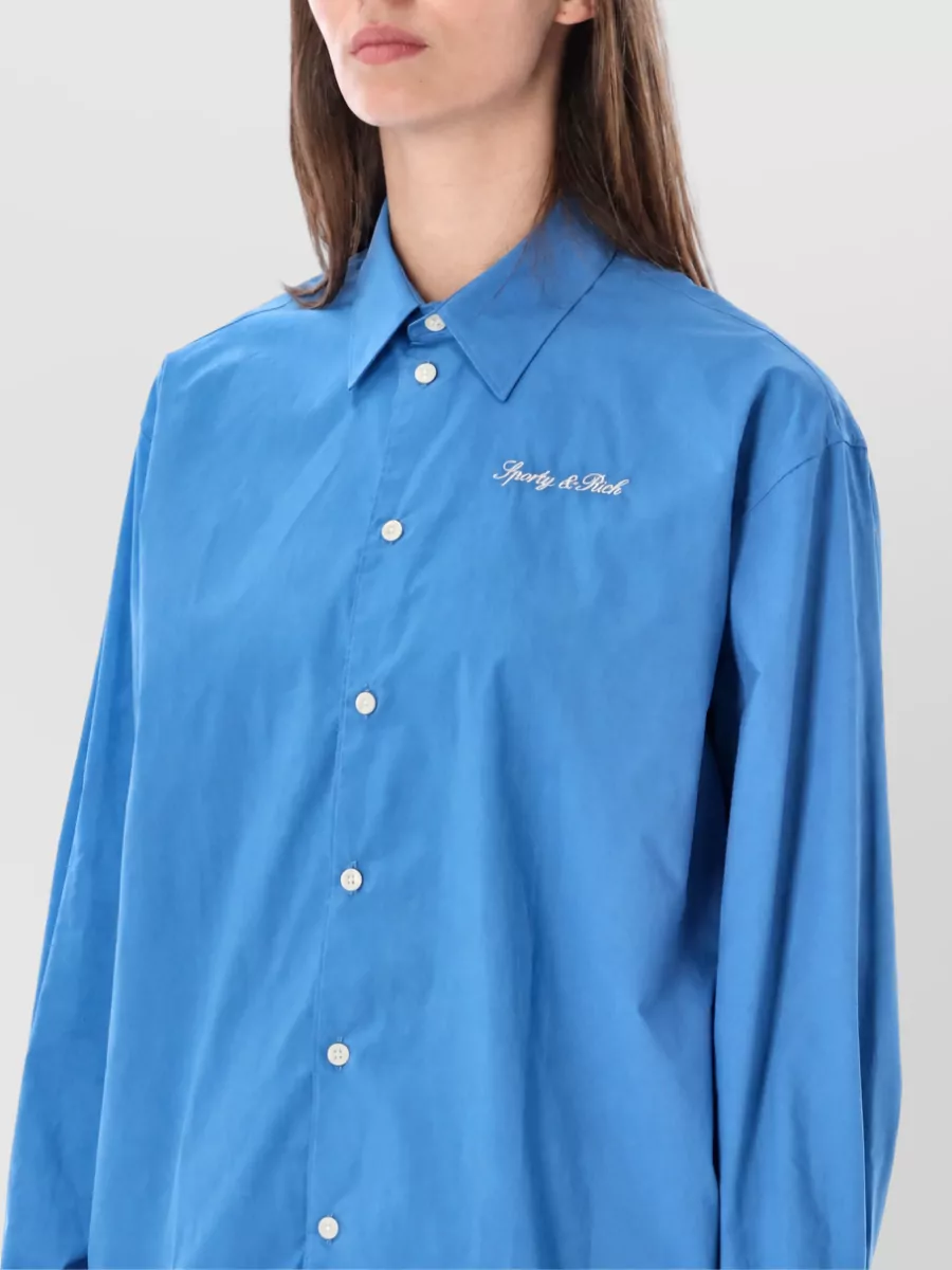 Sporty & Rich Cotton Logo-Print Pyjama Shirt
