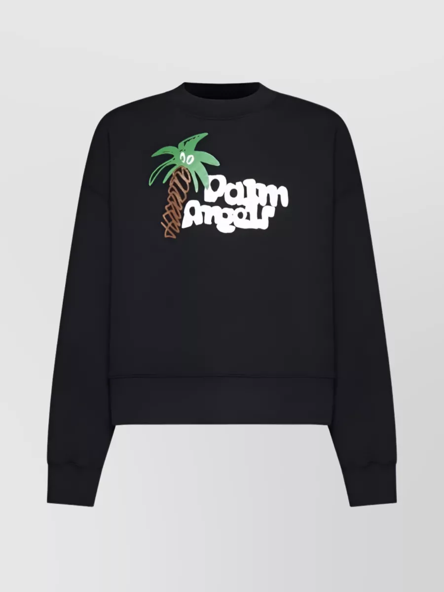 Shop Palm Angels Organic Cotton Logo Sweatshirt In Black