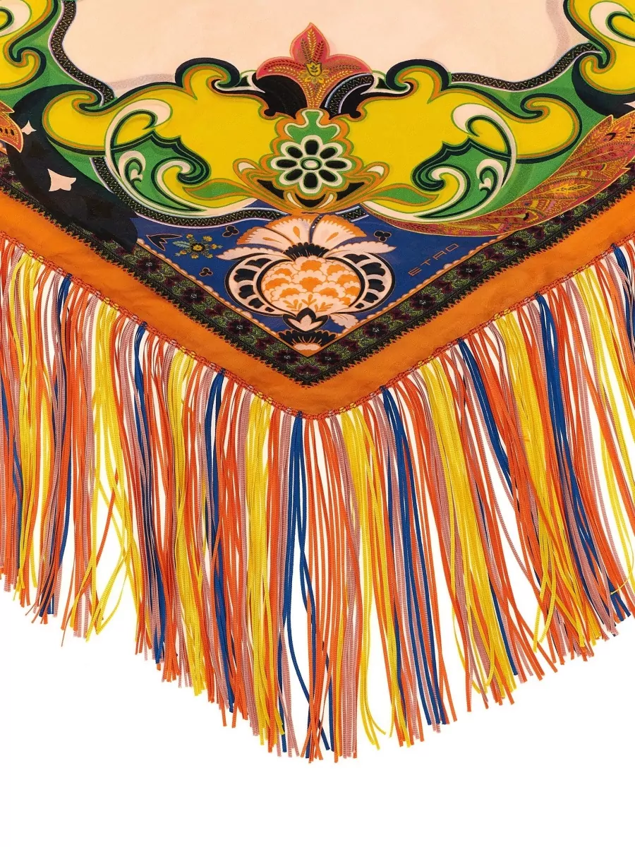 Etro Silk Floral-Jacquard Fringed Scarf