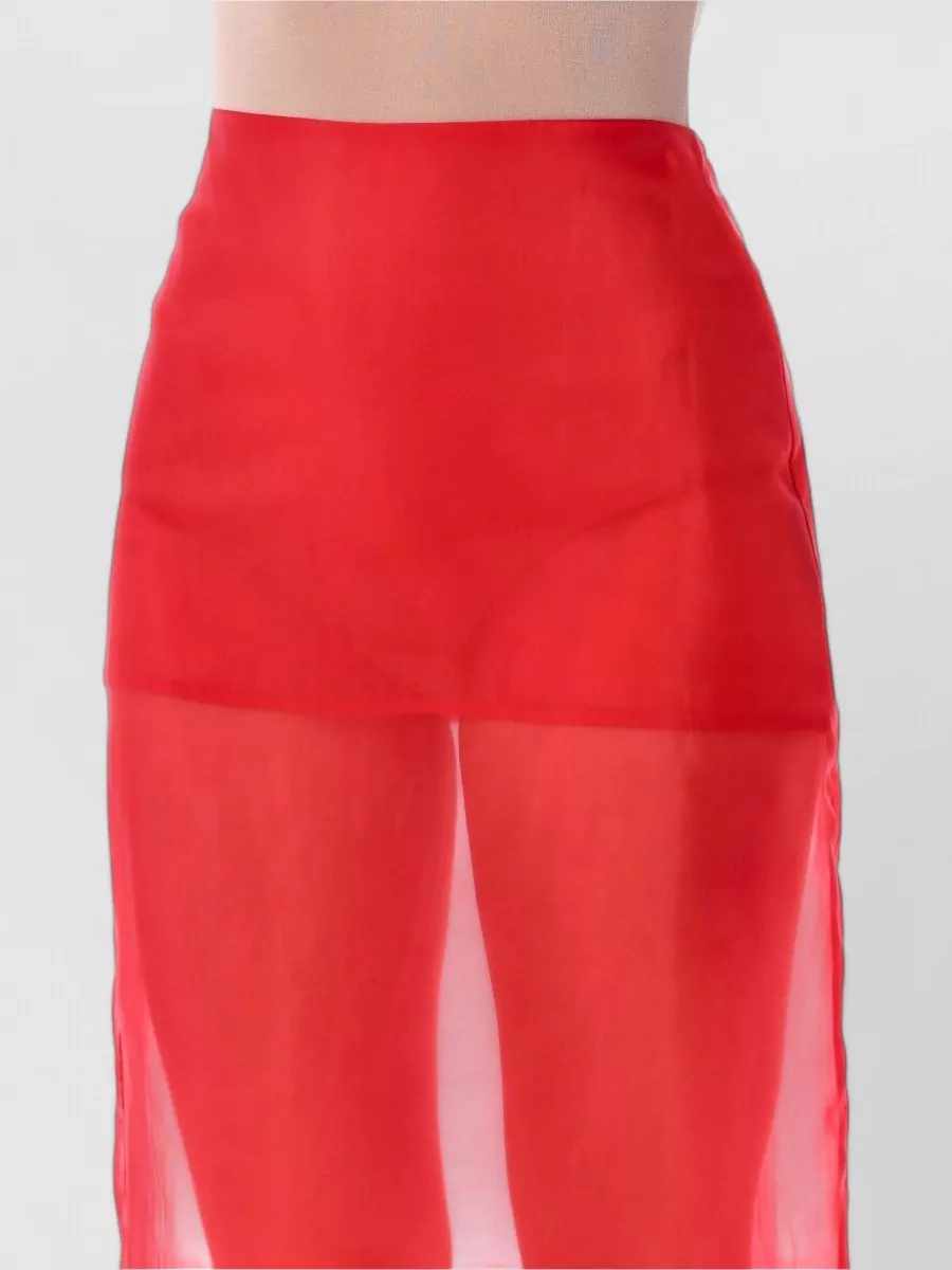 The Frankie Shop Silk Sheer High-Rise Midi Skirt