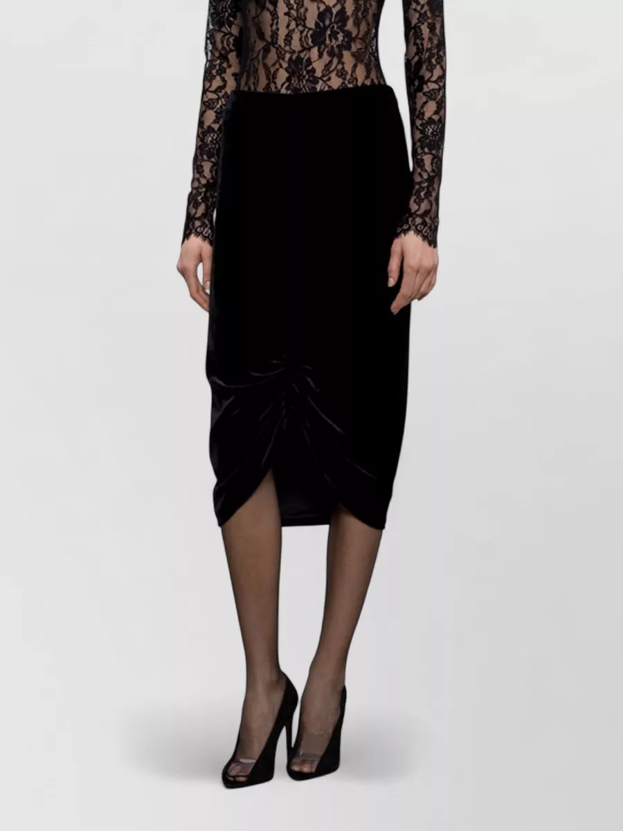 Valentino Velvet Draped Pencil Skirt