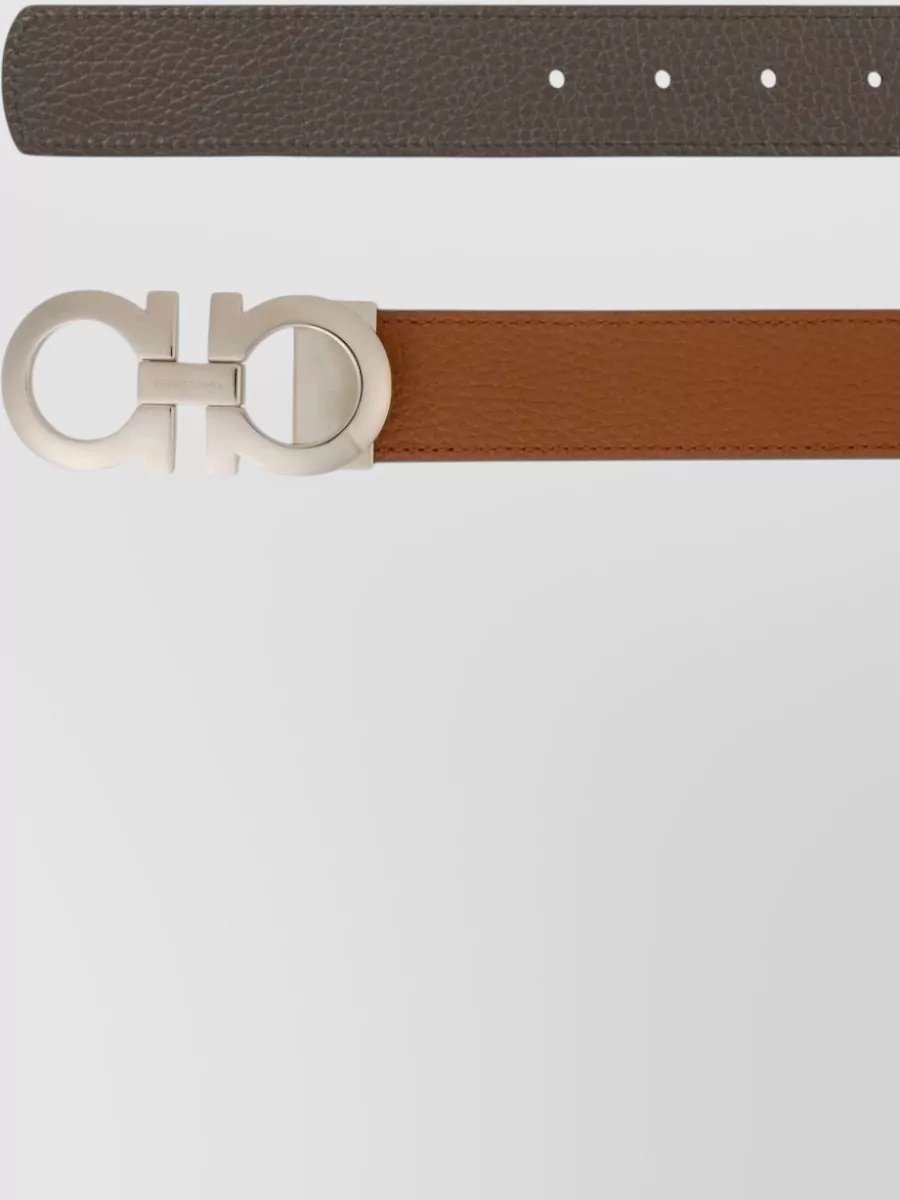 Ferragamo Gancini Leather Belt Adjustable Length Textured