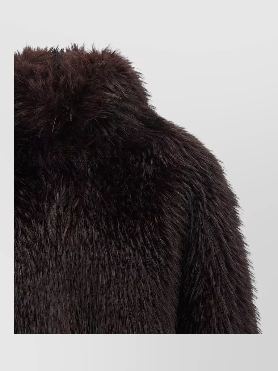 Pinko faux fur cropped high neck coat
