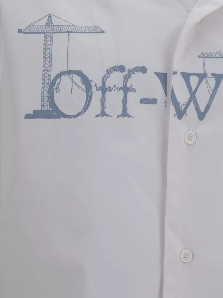 Off-White Cotton Short-Sleeve Bowling Shirt
