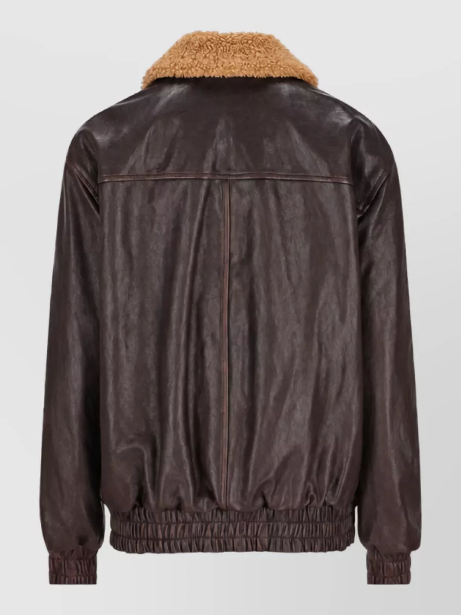 Valentino Garavani Leather Shearling Bomber Jacket