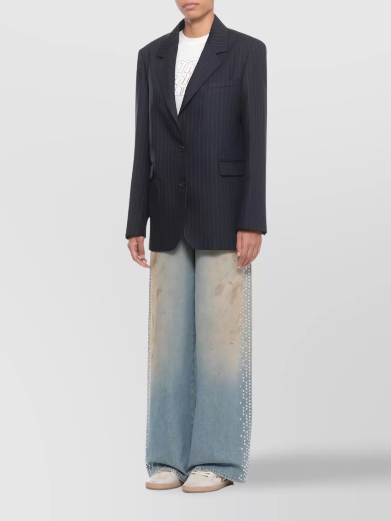 Golden Goose Tailored Pinstriped Wool Blazer Pockets