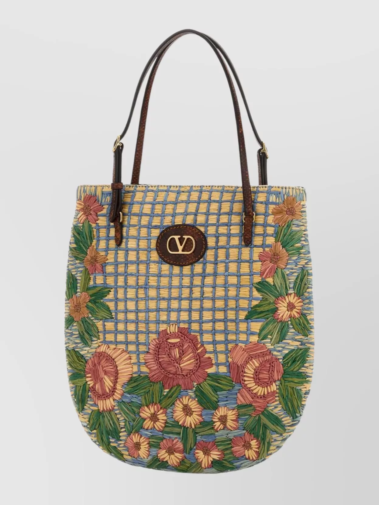 Valentino Garavani Structured raffia tote bag with