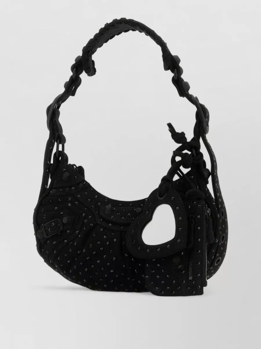 Balenciaga Le Cagole Xs Denim Rhinestone Shoulder Bag