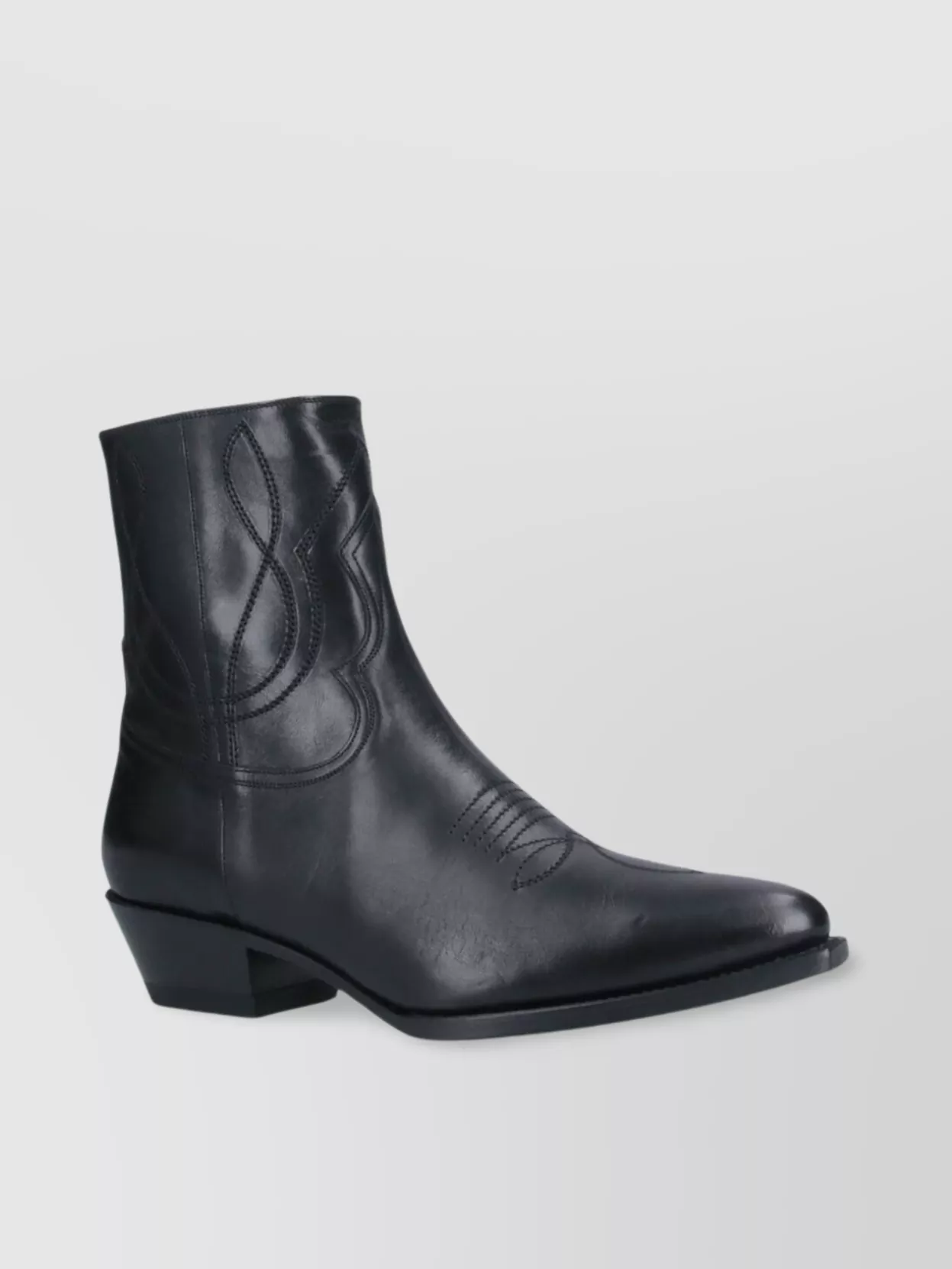 Celine Block Heel Ankle Boots With Embroidered Pointed Toe