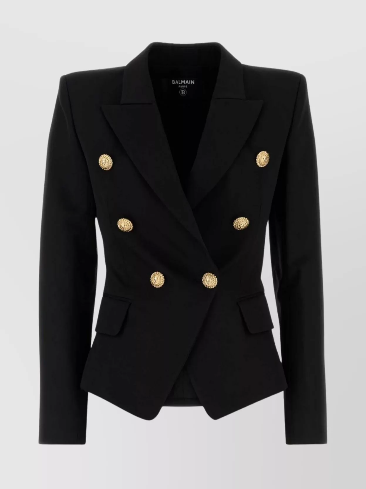 Balmain Wool Blazer With Flap Pockets And Gold-tone Buttons