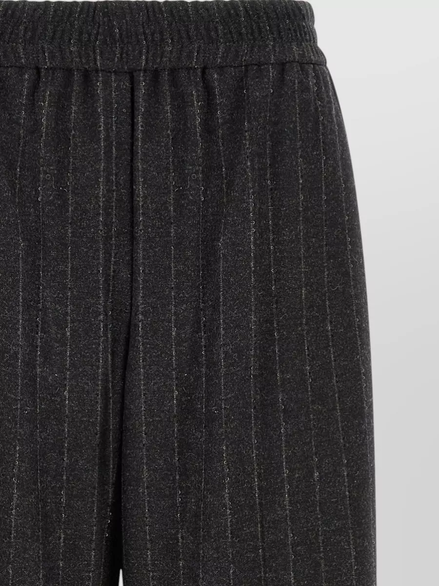 Brunello Cucinelli Wool Cashmere Pinstripe Wide Leg Trousers