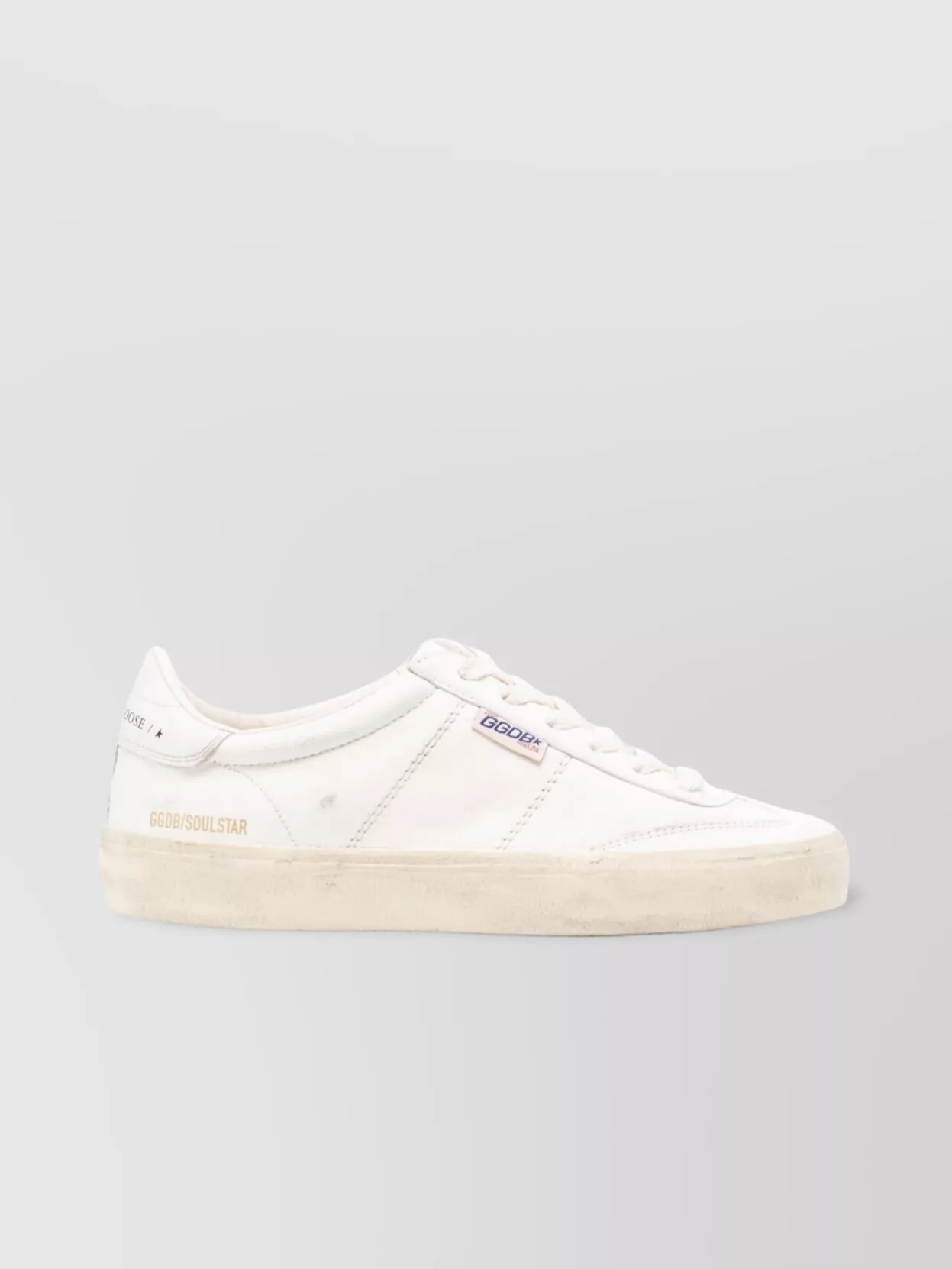 Shop Golden Goose Leather Stitched Low Top Sneakers In White