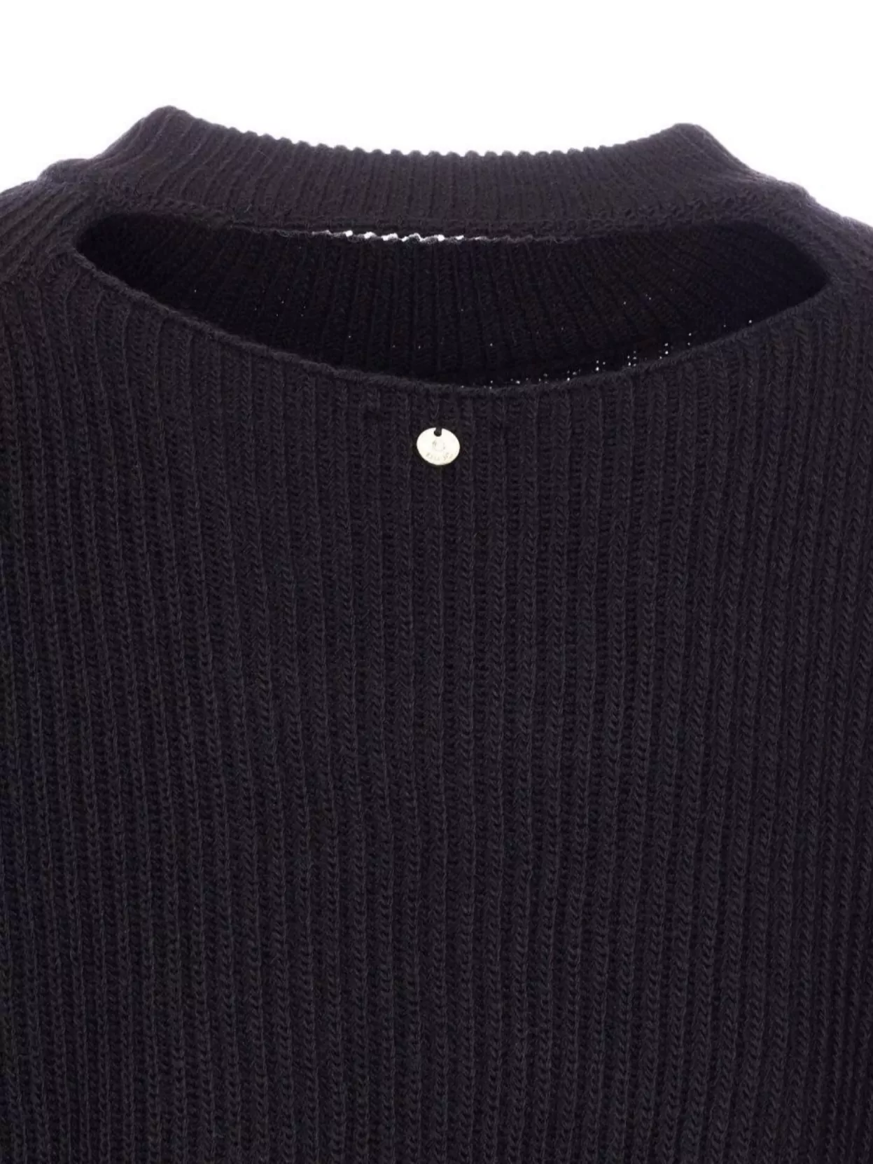 Liu •jo Oversized Round Neck Sweater With Cut Out In Gray