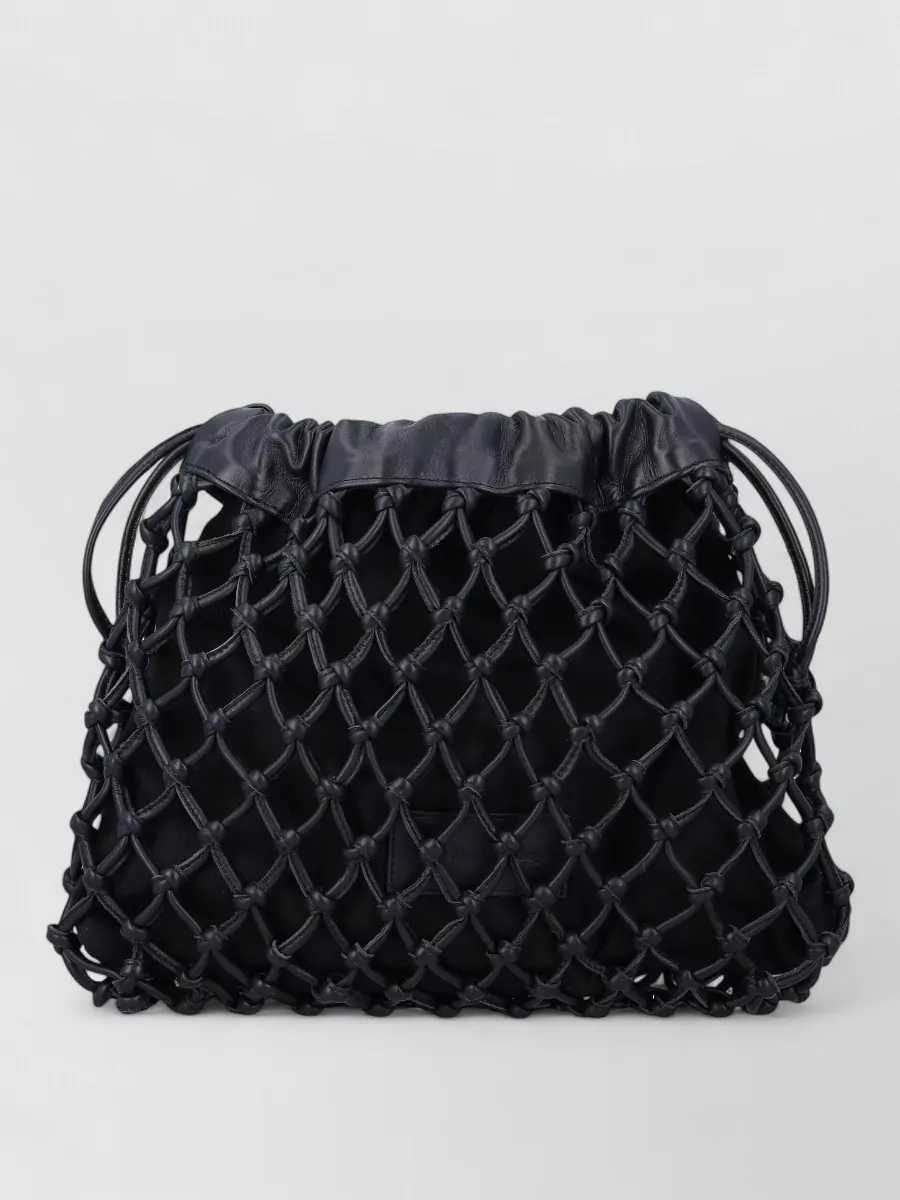 The Frankie Shop Leather macramé small bucket bag