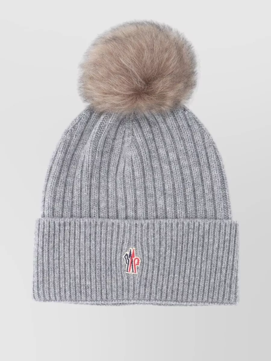 Moncler Grenoble Hat Pom Detail Ribbed Texture