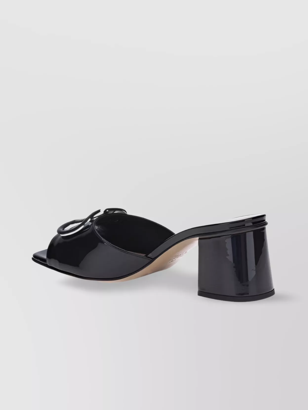 Valentino Garavani Patent Leather Vlogo Slide Sandals With Block Heel