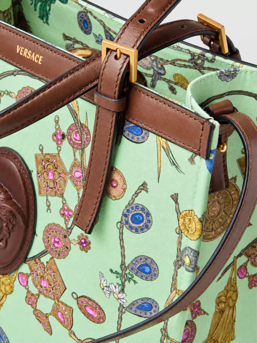 Versace Riviera Medium Canvas Printed Tote Bag