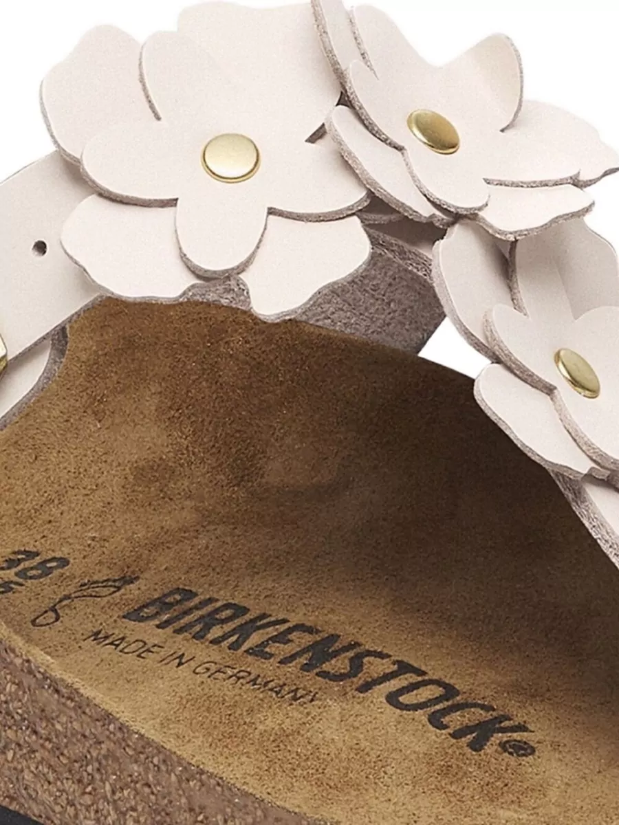 Birkenstock Leather Floral Appliqué Thong Sandals
