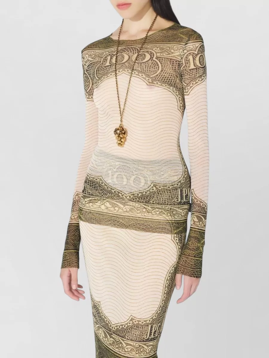 Jean Paul Gaultier Sheer Silk Blend Long Sleeve Top