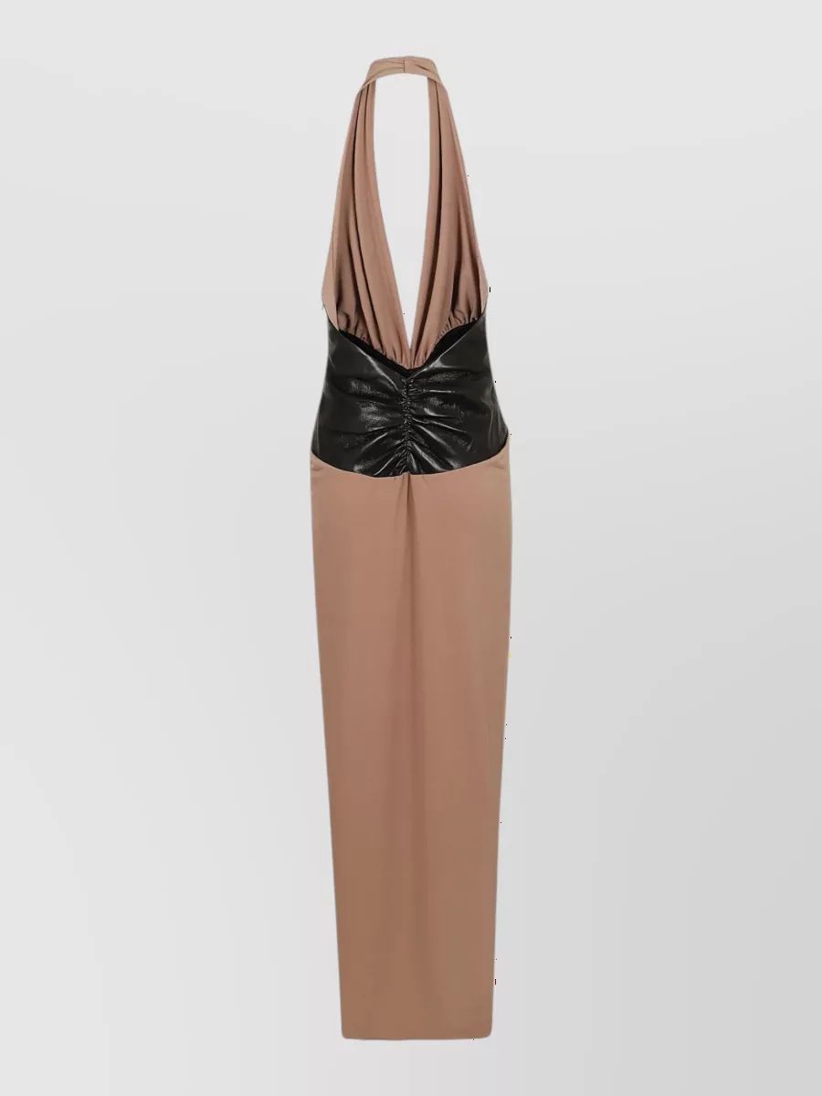 The Andamane Vegan Leather Detailed Maxi Dress